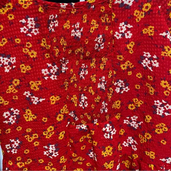 Free People Red Floral Blouse - Picture 3 of 7